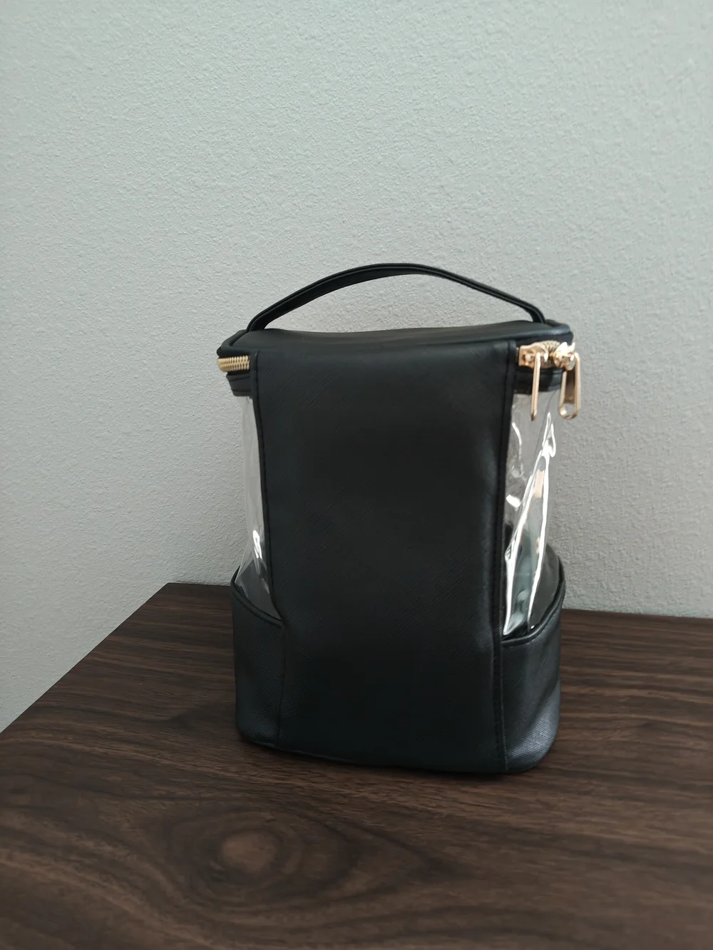 Clear Black Cosmetic Travel Organizer Bag with Gold Zipper